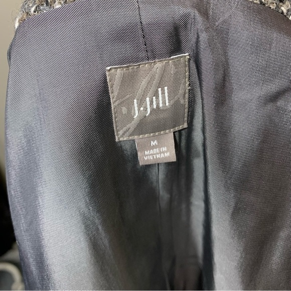 J jill tweed blazer jacket wool blend BGray Sz M Retro 60s Twee Classic - Picture 11 of 13